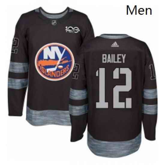 Mens Adidas New York Islanders 12 Josh Bailey Authentic Black 1917 2017 100th Anniversary NHL Jersey